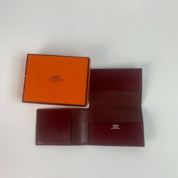 Hermes Guernsey Rouge Leather Tri-Fold Card Case - Picture 3 of 9